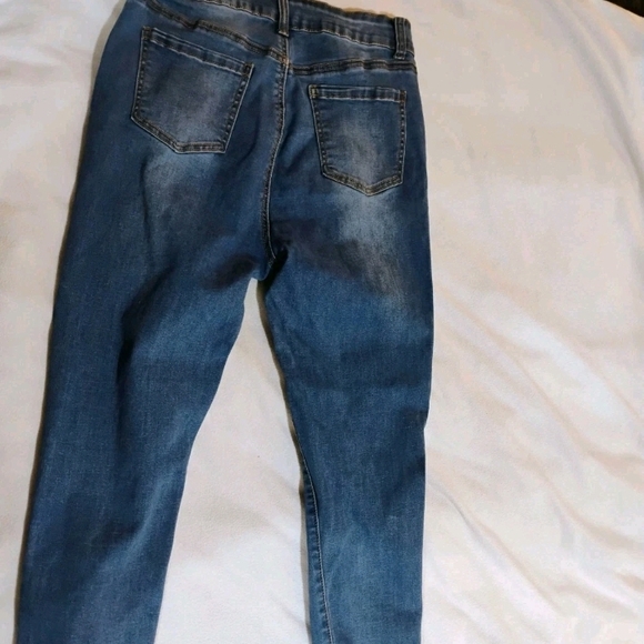 BAMBOO Distressed Blue Skinny Jeans - Picture 6 of 9